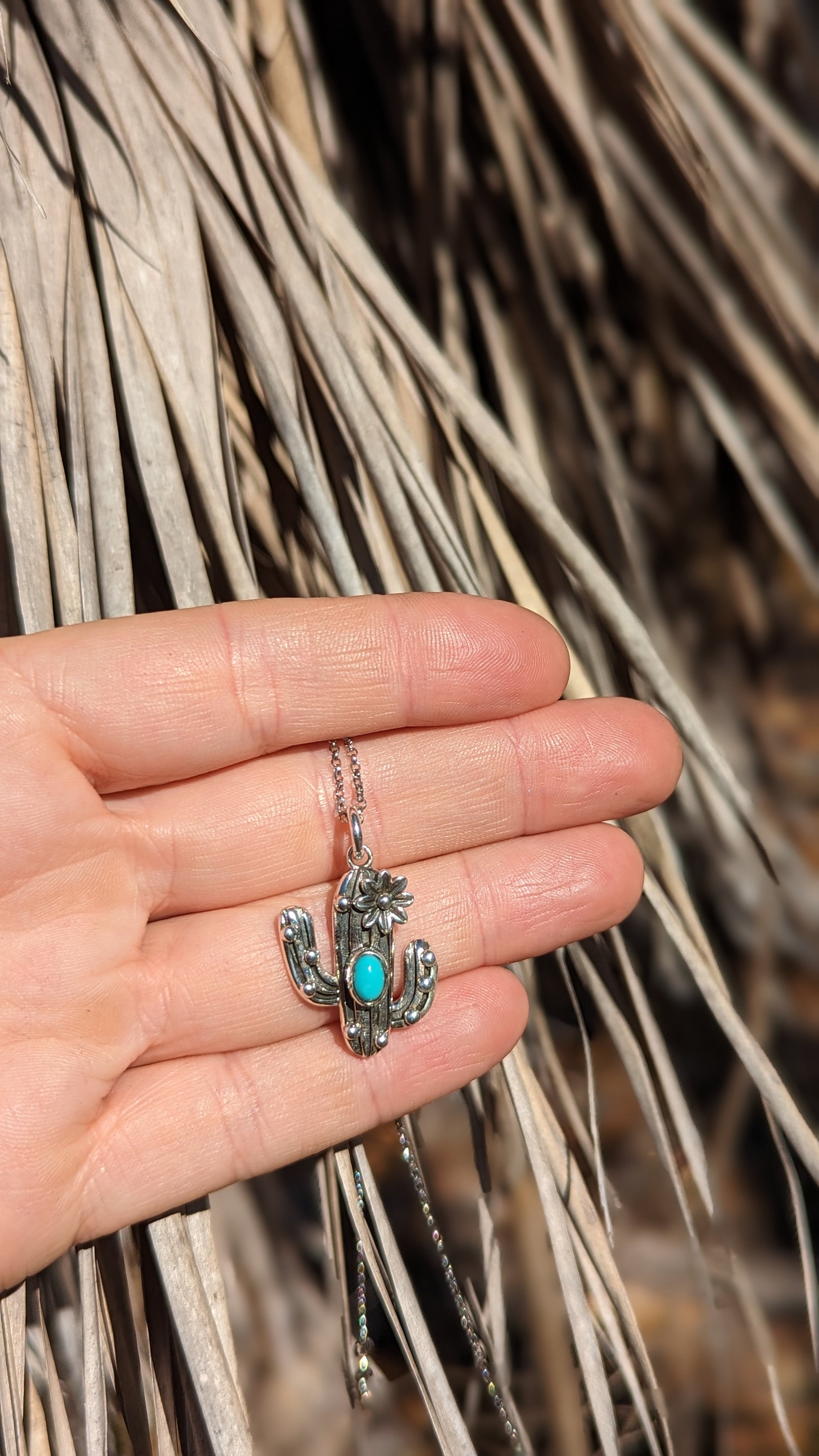 Sterling silver sales cactus necklace