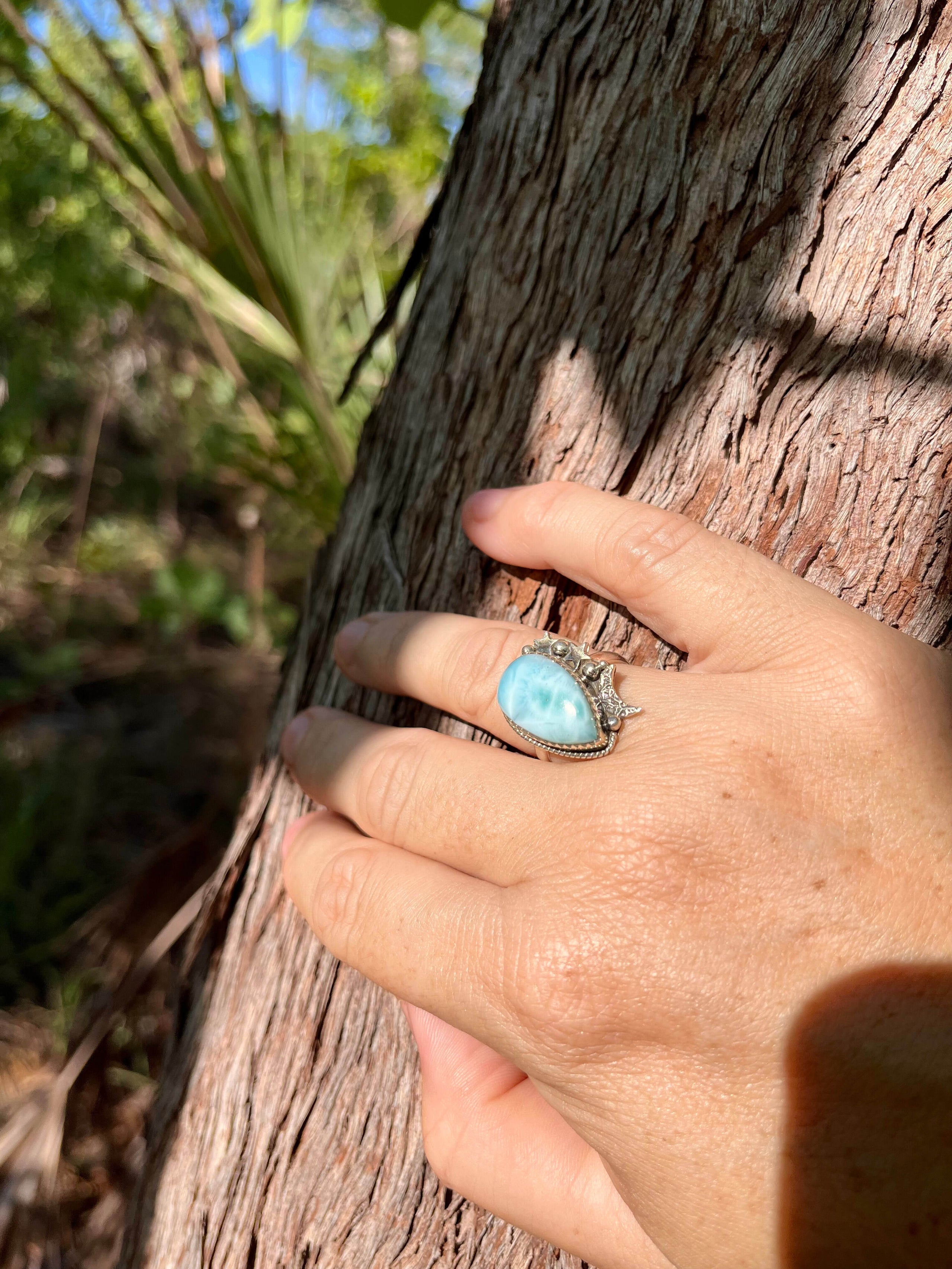 Larimar stone clearance ring